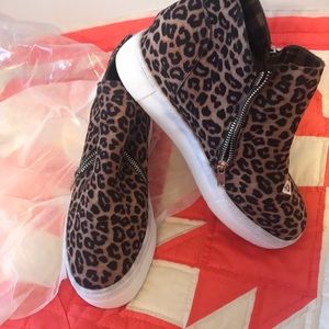 Wedge Tennis Shoe Leopard Print